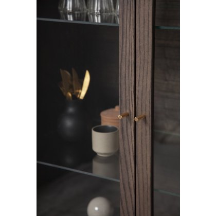 Velvet Vitrine with 3 Doors & Fluted Sides Velvet Vitrine with 3 Doors & Fluted Sides