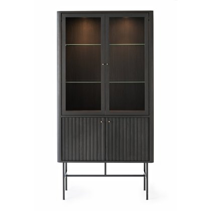 Velvet Vitrine with 2 Glass Doors & Fluted Doors Velvet Vitrine with 2 Glass Doors & Fluted Doors