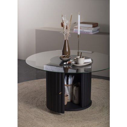 Velvet Coffee Table with Glass Top - 90cm