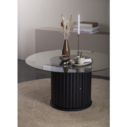 Velvet Coffee Table with Glass Top - 80cm