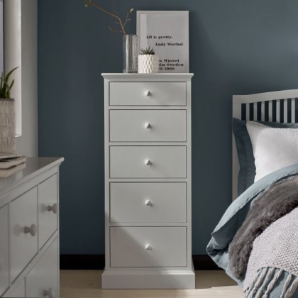 Rivendell Cotton Soft Grey 5 Drawer Tall Chest