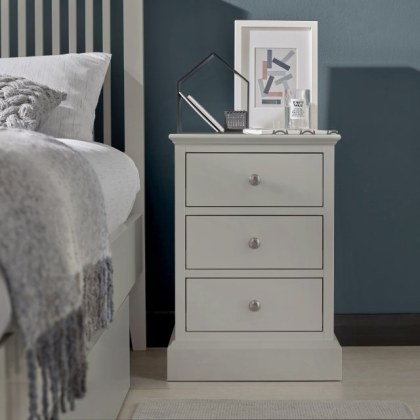 Rivendell Cotton Soft Grey 3 Drawer Nightstand