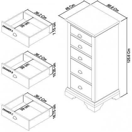 Hampstead White 5 Drawer Tall Chest