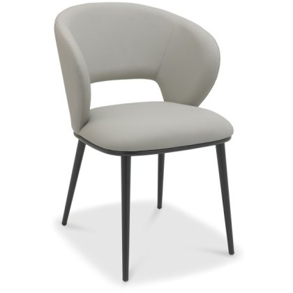 Luca - Grey Faux Leather Chair with Matt Black Legs Luca - Grey Faux Leather Chair with Matt Black Legs