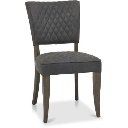 Logan Fumed Oak Upholstered Chair - Dark Grey Fabric