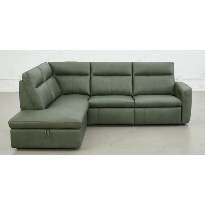 Manwah 51811B Leather Power Corner Sofa