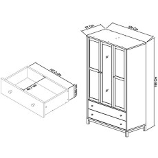 Atlanta Oak Triple Wardrobe