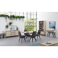 Brunel Chalk Oak & Gunmetal 4 Seater Dining Table Brunel Chalk Oak & Gunmetal 4 Seater Dining Table