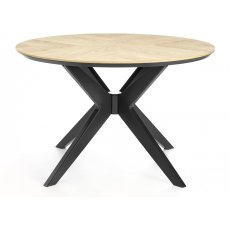 Brunel Chalk Oak & Gunmetal Circular Dining Table