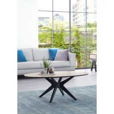 Brunel Chalk Oak & Gunmetal Coffee Table - Elliptical