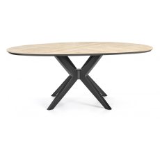 Brunel Chalk Oak & Gunmetal Elliptical Dining Table