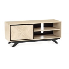 Brunel Chalk Oak & Gunmetal Narrow Entertainment Unit