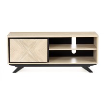 Brunel Chalk Oak & Gunmetal Narrow Entertainment Unit