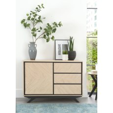 Brunel Chalk Oak & Gunmetal Narrow Sideboard