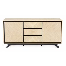 Brunel Chalk Oak & Gunmetal Wide Sideboard