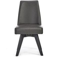 Brunel Gunmetal Upholstered Swivel Chair - Grey Bonded Leather (Single)