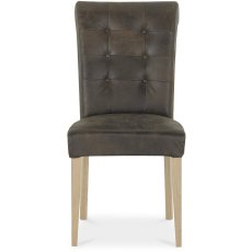 Chartreuse Aged Oak - Bonded Leather Chairs (Pair)