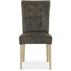 Chartreuse Aged Oak - Bonded Leather Chairs (Pair)