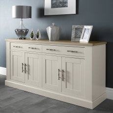 Chartreuse Aged Oak & Antique White 4 Door Sideboard