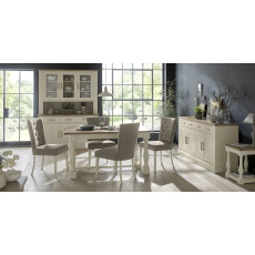 Chartreuse Aged Oak & Antique White Set - 4-10 Table & 6 Titanium Chairs Chartreuse Aged Oak & Antique White Set - 4-10 Table & 6 Titanium Chairs