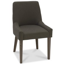 Ella Dark Oak Scoop Back Chair - Black Gold Fabric (Pair)