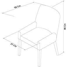 Ella Dark Oak Scoop Back Chair - Black Gold Fabric (Pair)