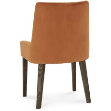 Ella Dark Oak Scoop Back Chair - Harvest Pumpkin Velvet Fabric (Single) Ella Dark Oak Scoop Back Chair - Harvest Pumpkin Velvet Fabric (Single)