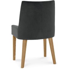 Ella Light Oak Scoop Back Chair - Gun Metal Velvet Fabric (Pair)
