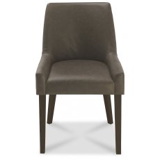 Ella Walnut Scoop Back Chair - Distressed Bonded Leather (Pair)