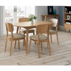 Oslo Oak Veneered Back Chair-Stone Fabric (Single)