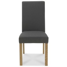 Parker Light Oak Square Back Chair - Cold Steel Fabric (Pair)