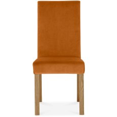 Parker Light Oak Square Back Chair - Harvest Pumpkin Velvet Fabric (Pair)