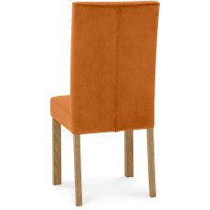 Parker Light Oak Square Back Chair - Harvest Pumpkin Velvet Fabric (Pair)