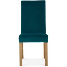 Parker Light Oak Square Back Chair - Sea Green Velvet Fabric (Pair)