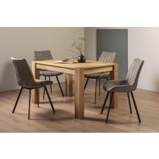 Turin Light Oak 4-6 Seater Table & 4 Fontana Tan Faux Suede Fabric Chairs