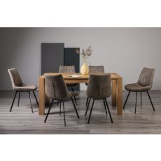 Turin Light Oak 6 Seater Table & 6 Fontana Tan Faux Suede Fabric Chairs