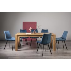 Turin Light Oak 6-10 Seater Table & 8 Fontana Blue Velvet Chairs