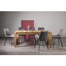 Turin Light Oak 6-10 Seater Table & 8 Fontana Grey Velvet Chairs