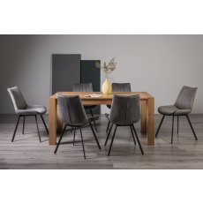 Turin Light Oak 6-8 Seater Table & 6 Fontana Grey Velvet Chairs