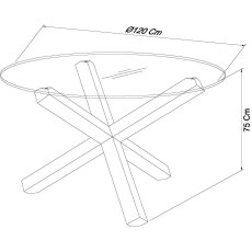 Turin Light Oak Circular Glass Table