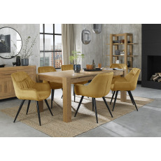 Turin Light Oak Large 6-8 Seater Table & 6 Oxford Mustard Velvet Chairs