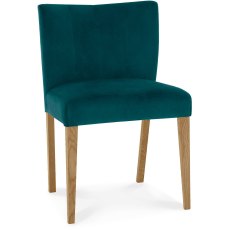 Turin Light Oak Low Back Uph Chair - Sea Green Velvet Fabric (Pair)