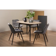 Vintage Weathered Oak 4 Seater Table & 4 Seurat Grey Velvet Chairs Vintage Weathered Oak 4 Seater Table & 4 Seurat Grey Velvet Chairs