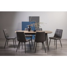 Vintage Weathered Oak 6-8 Seater Table & 6 Mondrian Dark Grey Faux Leather Chairs Vintage Weathered Oak 6-8 Seater Table & 6 Mondrian Dark Grey Faux Leather Chairs