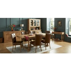 Westbury Rustic Oak 4-6 Seater Table & 6 Upholstered Chairs in Rustic Tan Faux Leather Westbury Rustic Oak 4-6 Seater Table & 6 Upholstered Chairs in Rustic Tan Faux Leather