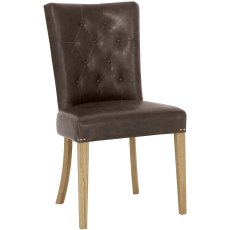 Westbury Rustic Oak Uph Chair - Espresso Faux Leather (Pair)