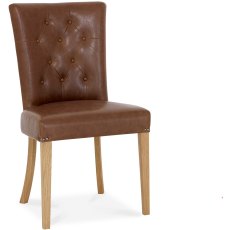 Westbury Rustic Oak Uph Chair - Tan Faux Leather (Pair)