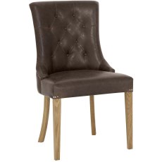 Westbury Rustic Oak Uph Scoop Chair - Espresso Faux Leather (Single)