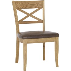 Westbury Rustic Oak X Back Chair - Espresso Faux Leather (Pair)