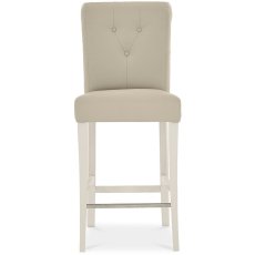 Ashley Antique White Uph Bar Stool - Ivory Bonded Leather (Pair)